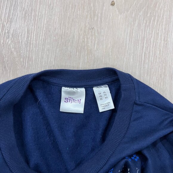 Disney Lilo & Stitch Holiday Stitch Wearing Santa Hat Crew Sweatshirt Pullover - Picture 4 of 4